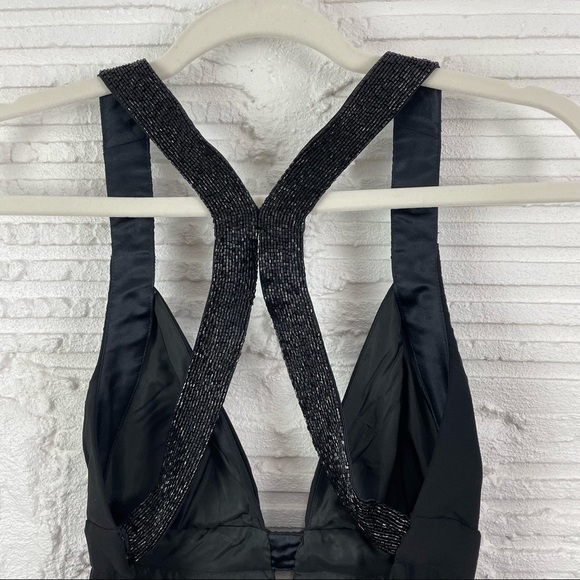 Cache Dress Y2K Black Sheer Chiffon Silk Beaded Whimsigoth Fairy Ethereal Size 2 - Picture 8 of 15